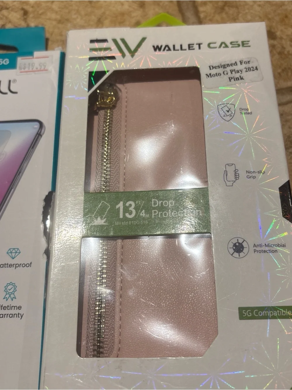 Set of 2 Wallet Case for Moto G Play 2021 - Pink tempered glass 5G